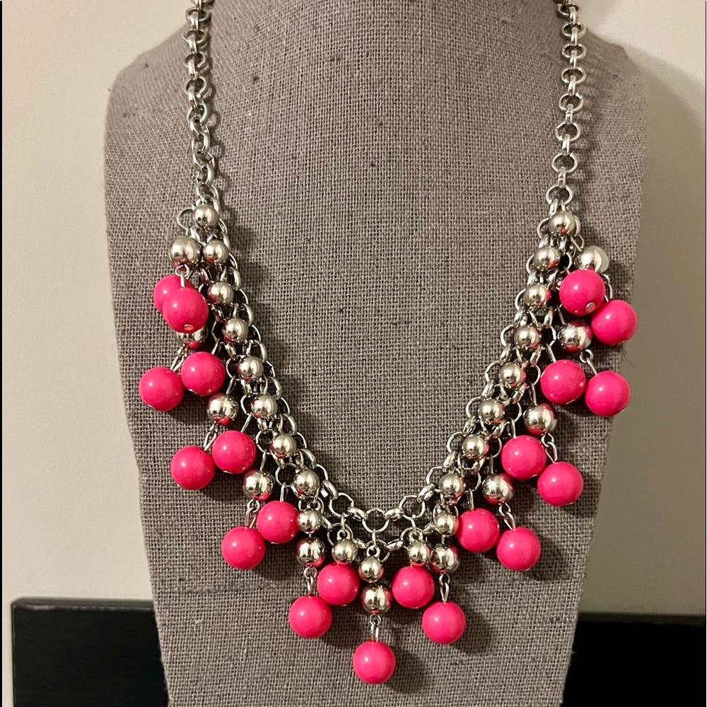 Hot Pink Beaded Necklace